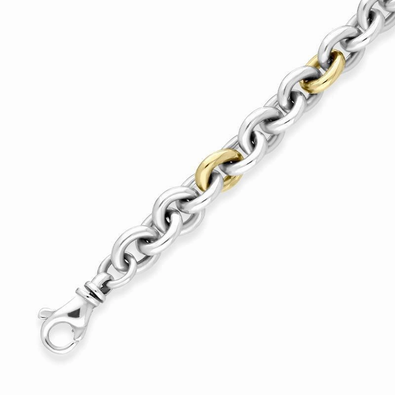 Sterling Silver 18ct Yellow Gold Chain Link Handmade Bracelet
