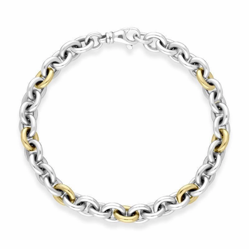 Sterling Silver 18ct Yellow Gold Chain Link Handmade Bracelet