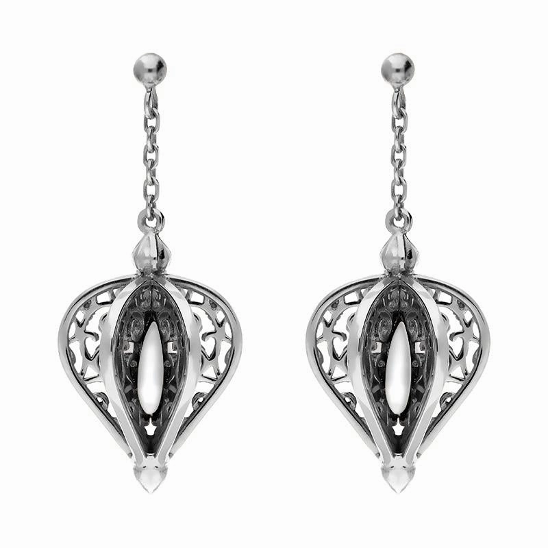Sterling Silver Bauxite Flore Filigree Drop Earrings