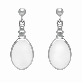 Sterling Silver Bauxite Oval Bottle Top Drop Earrings