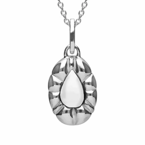 Sterling Silver Bauxite Pear Rope Edge Necklace