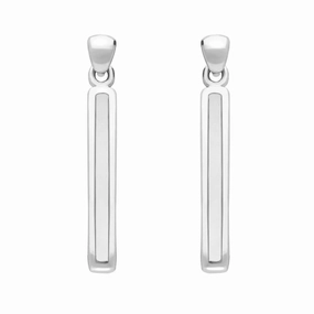 Sterling Silver Bauxite Short Slim Drop Earrings