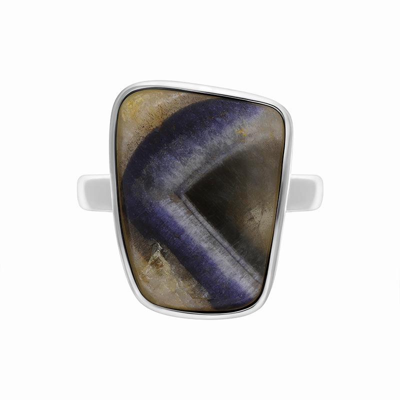 Sterling Silver Blue John Abstract Doublet Ring D
