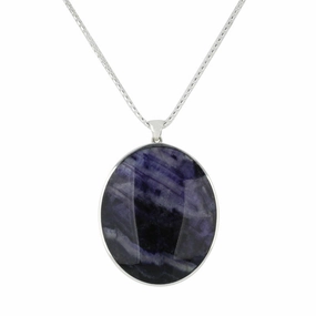 Sterling Silver Blue John Alice In Wonderland Oval Detailed Back Necklace