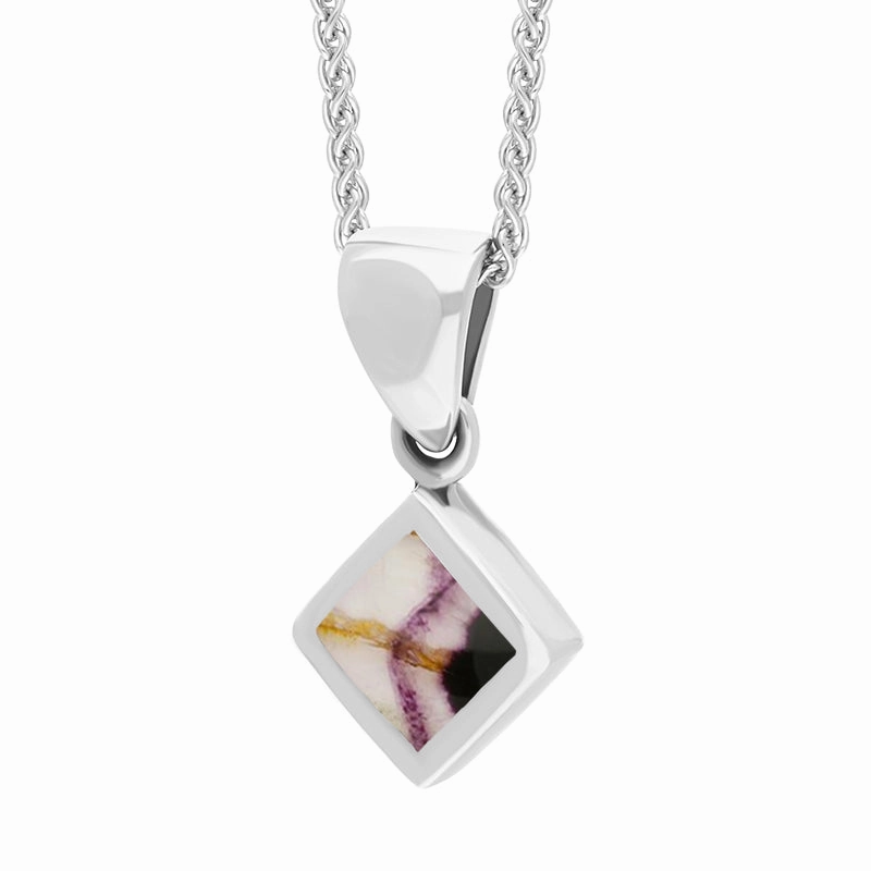 Sterling Silver Blue John Dinky Square Necklace