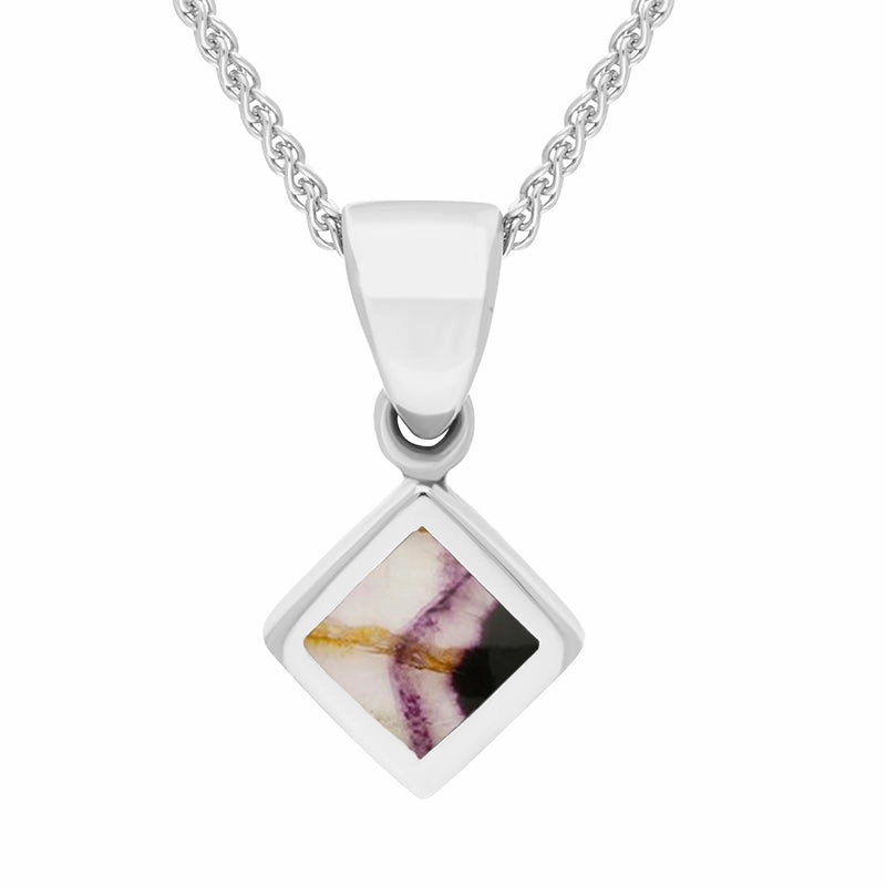 Sterling Silver Blue John Dinky Square Necklace