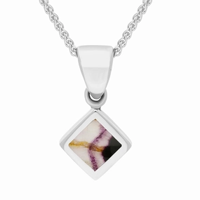 Sterling Silver Blue John Dinky Square Necklace