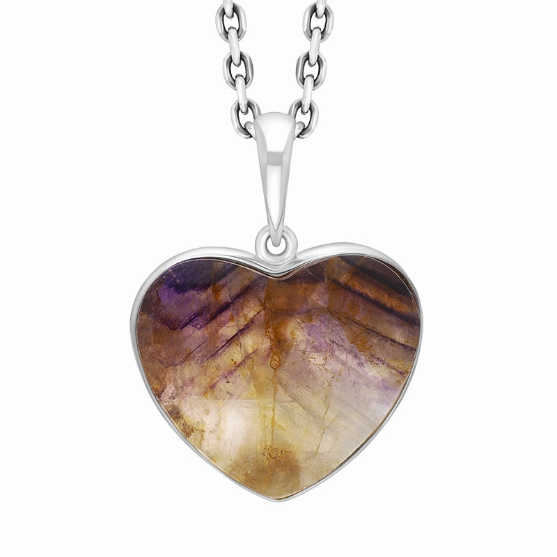 Sterling Silver Blue John Heart Necklace D