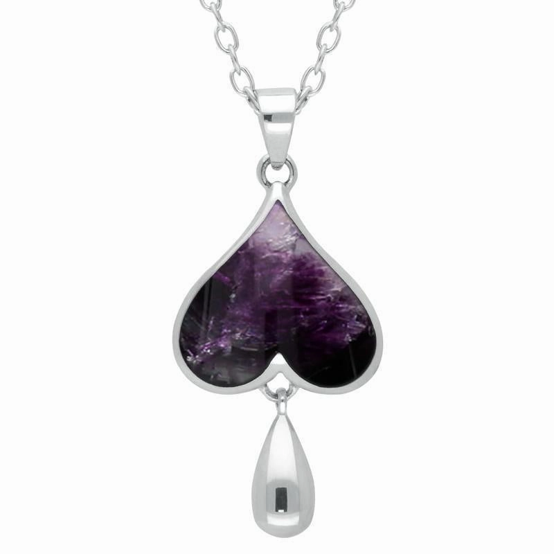 Sterling Silver Blue John Inverted Heart Two Piece Set