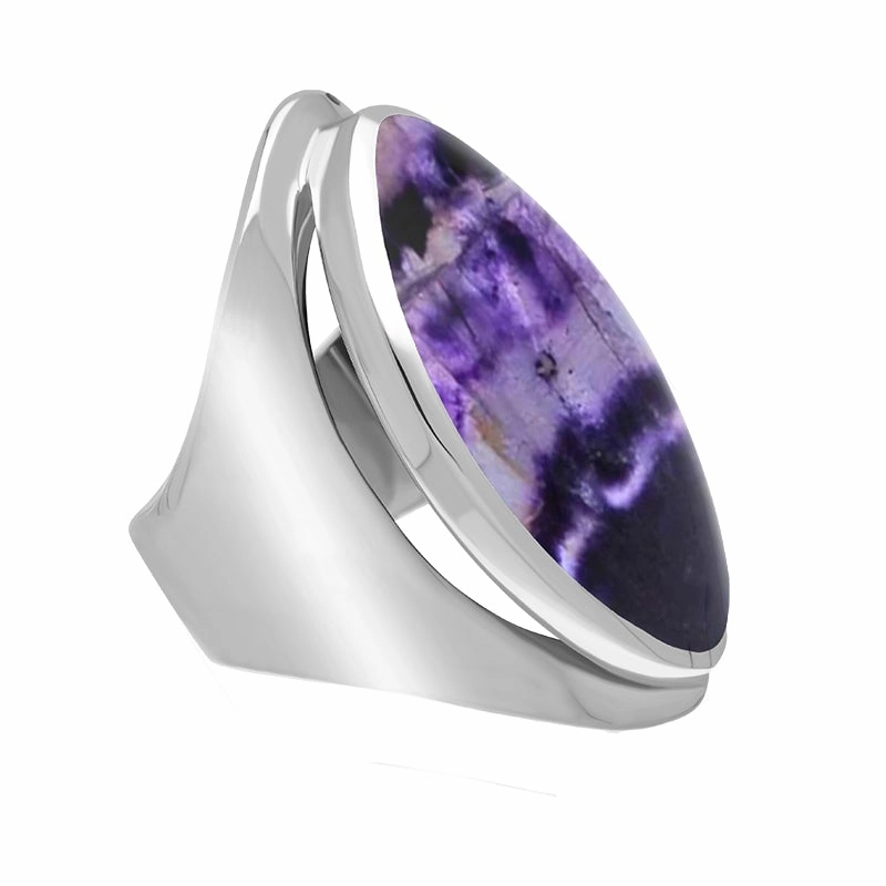 Sterling Silver Blue John Large Oval Statement Ring