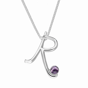 Sterling Silver Blue John Love Letters Initial R Necklace