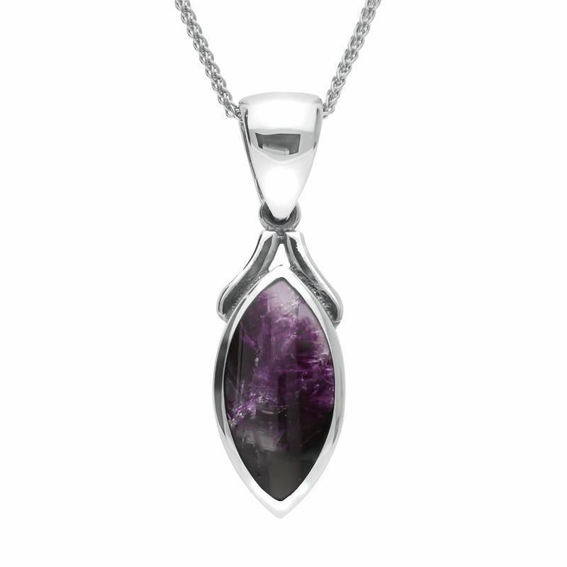 Sterling Silver Blue John Marquise Necklace