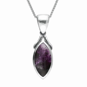 Sterling Silver Blue John Marquise Necklace
