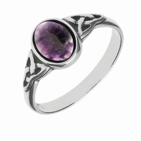 Sterling Silver Blue John Oval Celtic Shoulder Ring