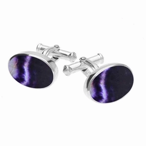 Sterling Silver Blue John Oval Cushion Cufflinks