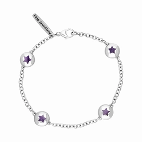 Sterling Silver Blue John Oval Star Detail Four Stone Bracelet