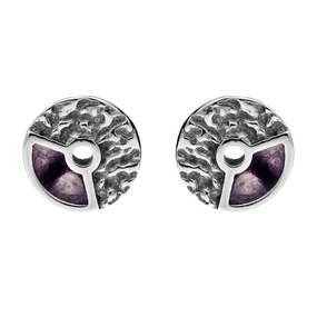 Sterling Silver Blue John Peak District Millstone Stud Earrings