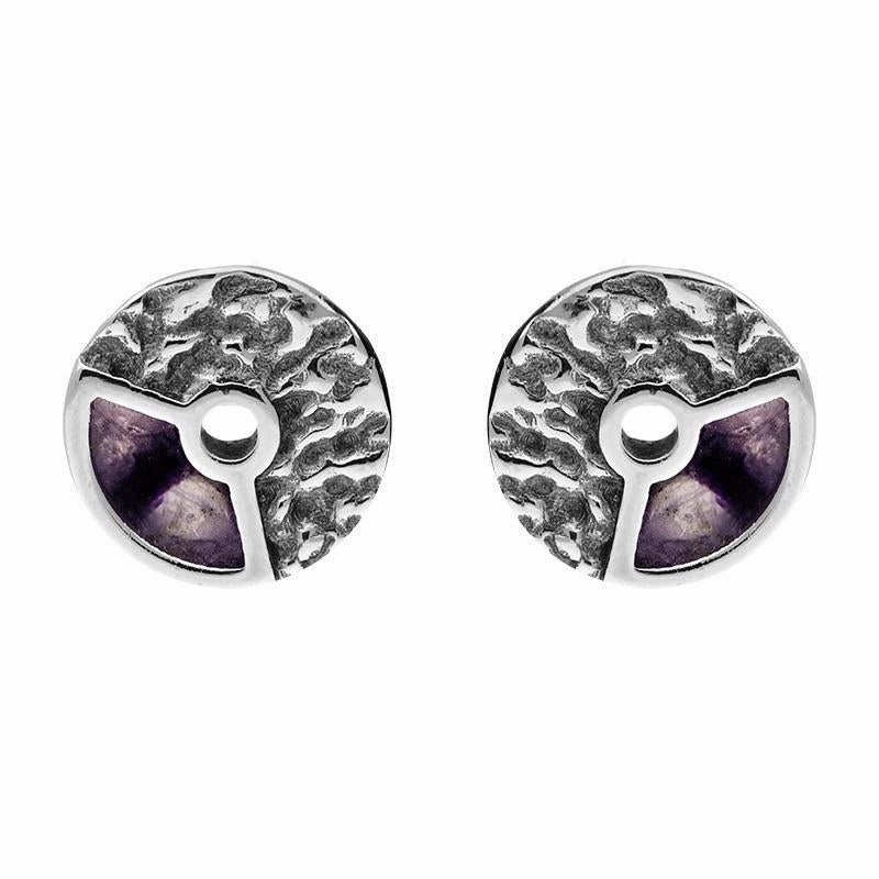 Sterling Silver Blue John Peak District Millstone Stud Earrings