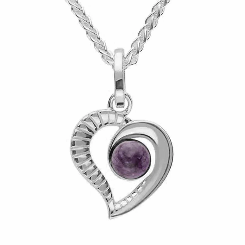 Sterling Silver Blue John Ridged Heart Two Piece Set