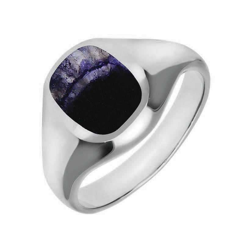 Sterling Silver Blue John Small Cushion Signet Ring