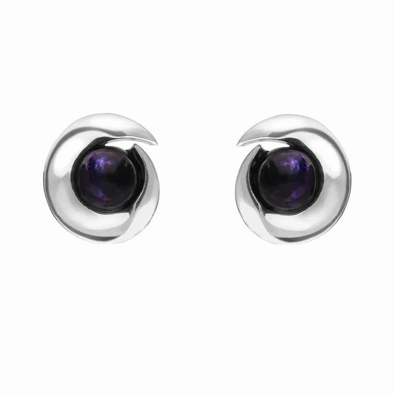 Sterling Silver Blue John Spiral Stud Earrings