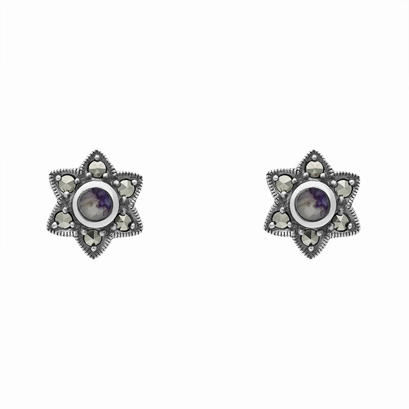Sterling Silver Blue John Star Stud Earrings