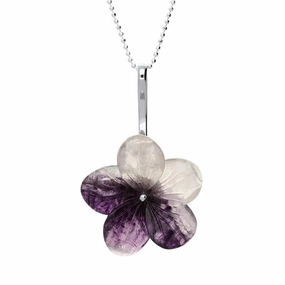 Sterling Silver Blue John Tuberose 27mm Pansy Necklace