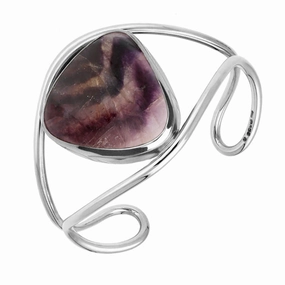 Sterling Silver Blue John Unique Cuff Bangle D