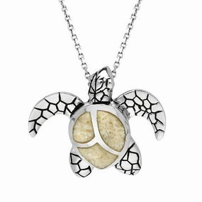 Sterling Silver Coquina Small Three Stone Turtle Necklace