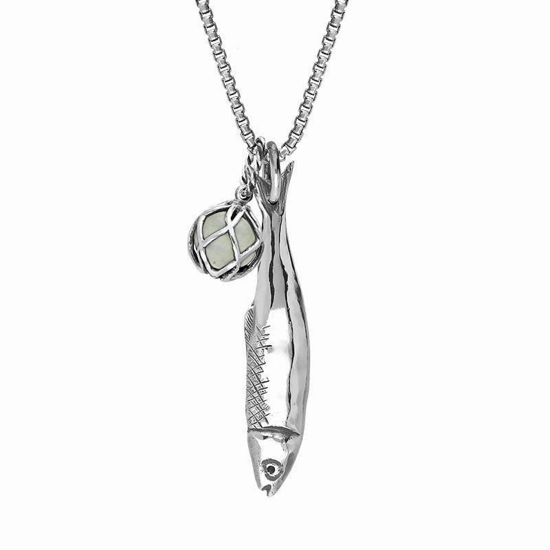 Sterling Silver Emma Stothard Silver Darling Green Quartz Float Medium Charm Necklace