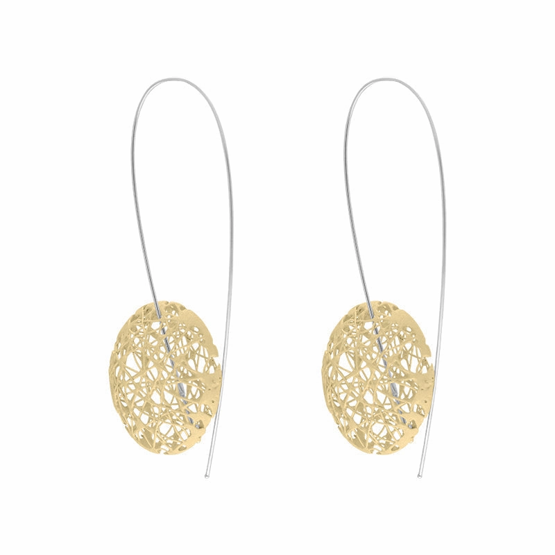 Sterling Silver Gold Plated Open Wire Disc Earrings D