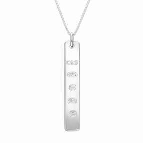 Sterling Silver Hallmark Polished Ingot Pendant Necklace