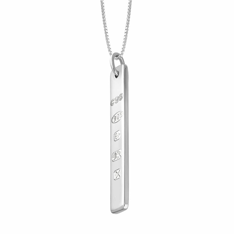 Sterling Silver Hallmark Polished Ingot Pendant Necklace