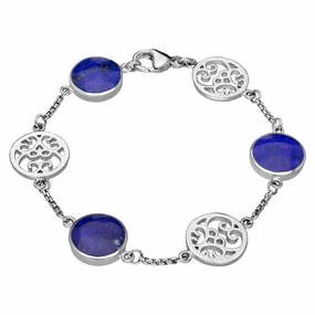 Sterling Silver Lapis Lazuli Flore Filigree Bracelet
