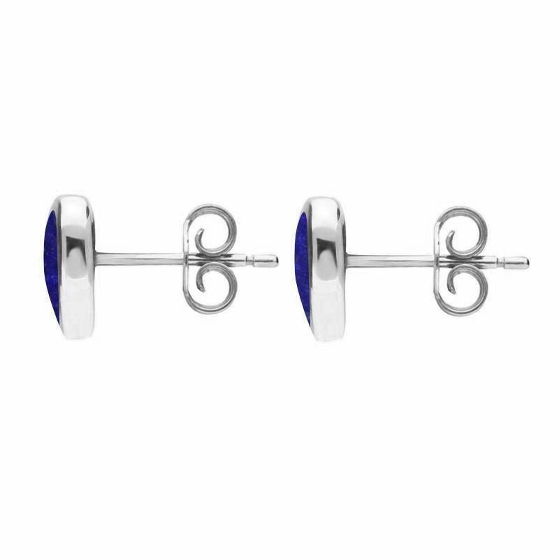 Sterling Silver Lapis Lazuli Large Framed Heart Stud Earrings