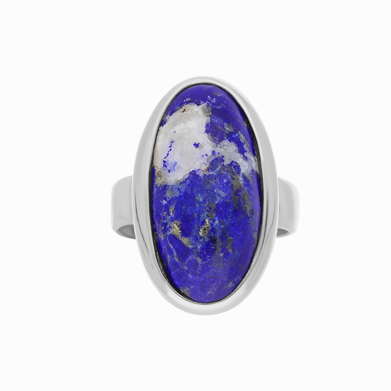 Sterling Silver Lapis Lazuli Long Oval Statement Ring D