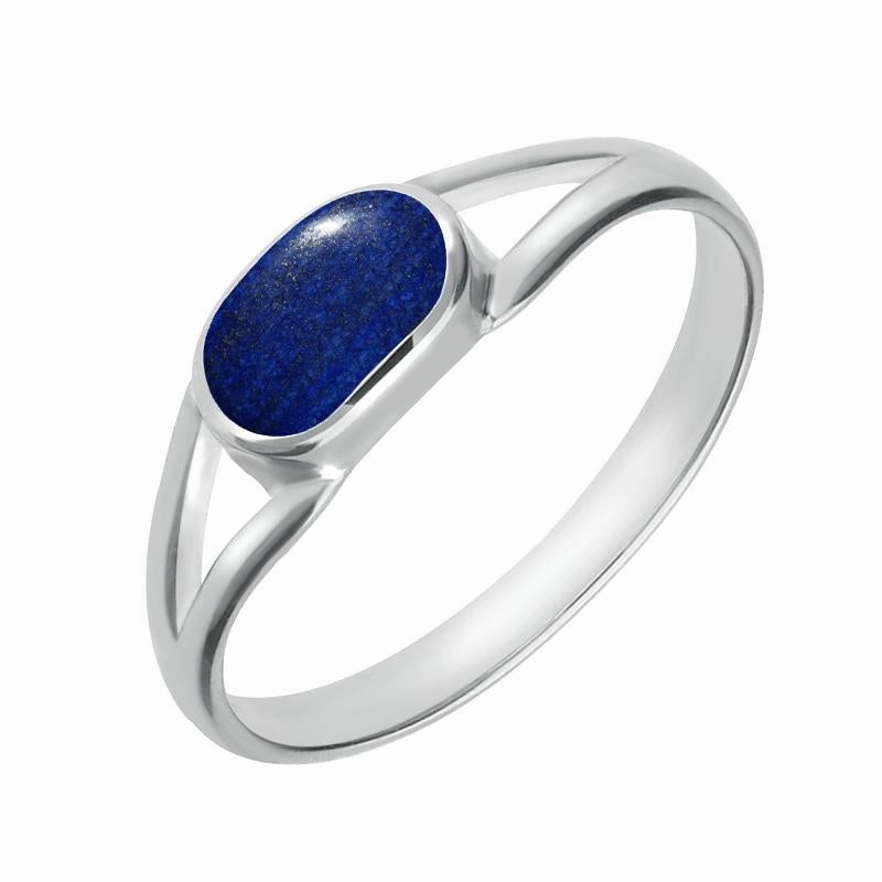 Sterling Silver Lapis Lazuli Oval Split Shank Ring