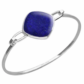 Sterling Silver Lapis Lazuli Slim Cushion Bangle