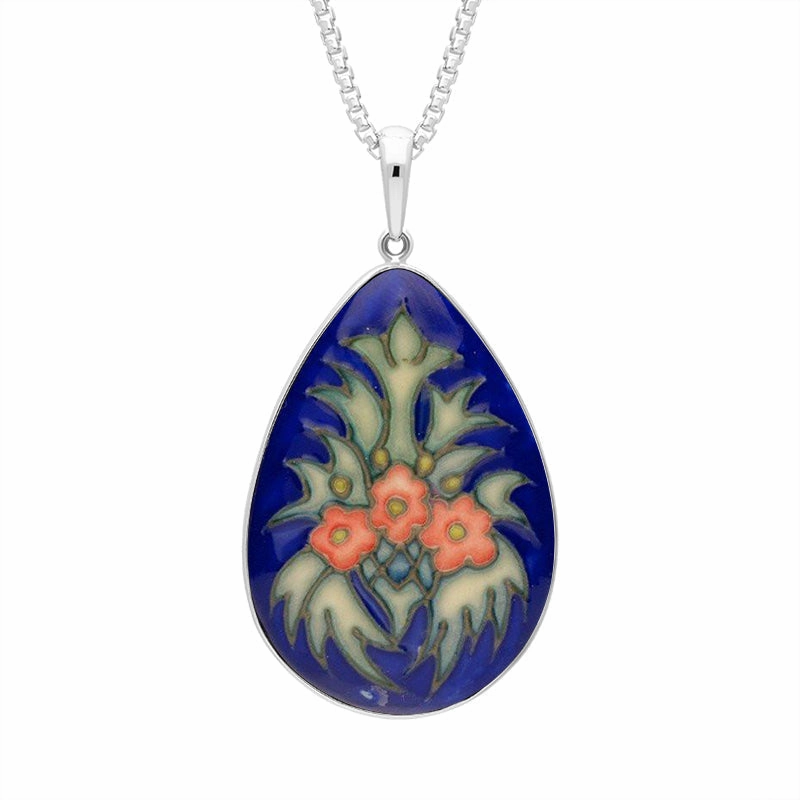 Sterling Silver Moorcroft Cornflower Pear Necklace