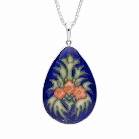 Sterling Silver Moorcroft Cornflower Pear Necklace