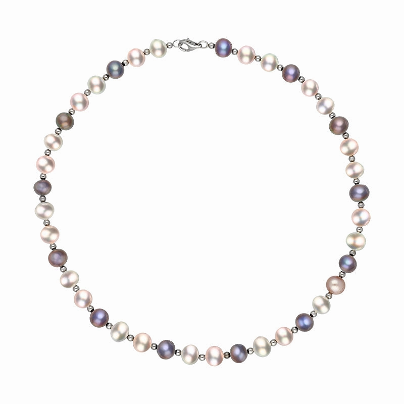 Sterling Silver Multi Coloured Freshwater Pearl Necklace D