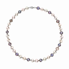 Sterling Silver Multi Coloured Freshwater Pearl Necklace D