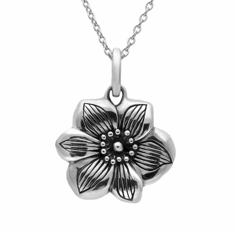 Sterling Silver Oxidised Flower Necklace D