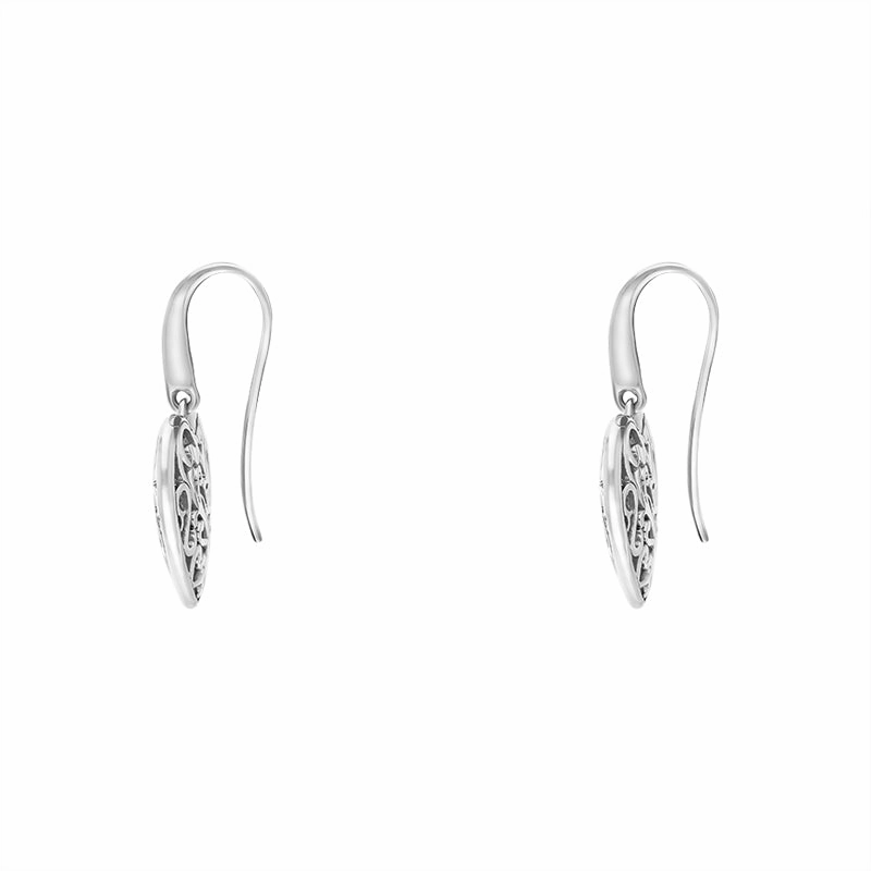 Sterling Silver Pierced Heart Hook Drop Earrings