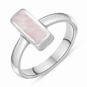 Sterling Silver Pink Mother of Pearl Slim Oblong Ring
