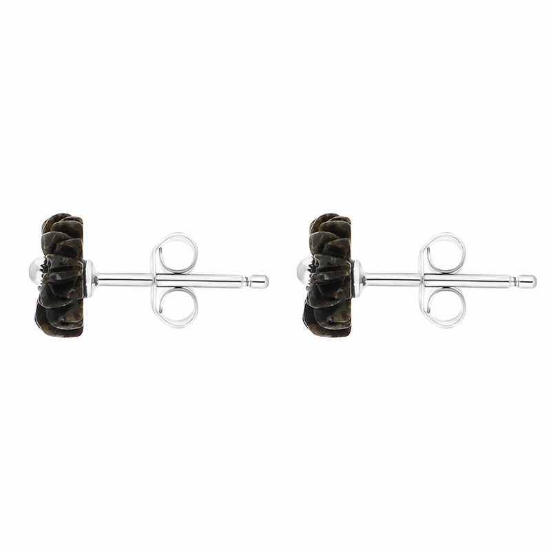 Sterling Silver Preseli Blue Stone Tuberose Daisy 8mm Stud Earrings