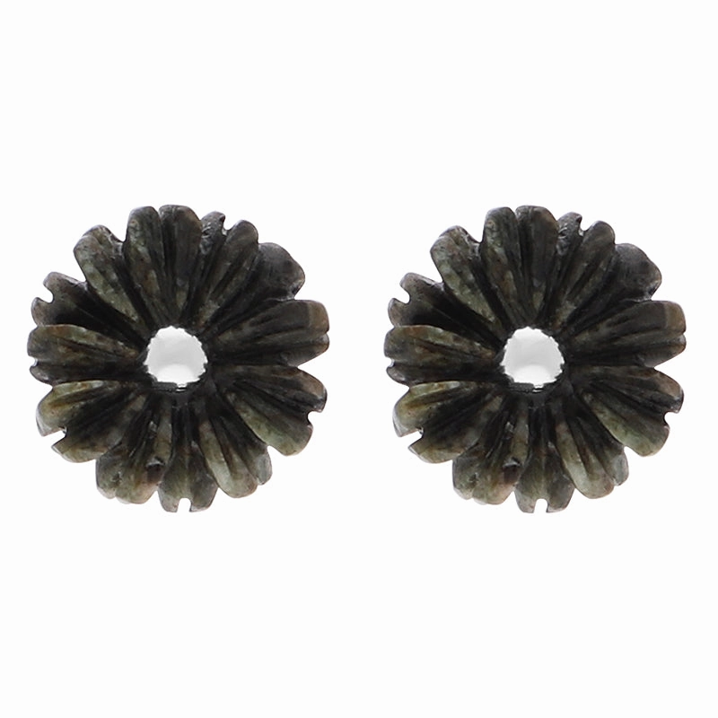 Sterling Silver Preseli Blue Stone Tuberose Daisy 8mm Stud Earrings