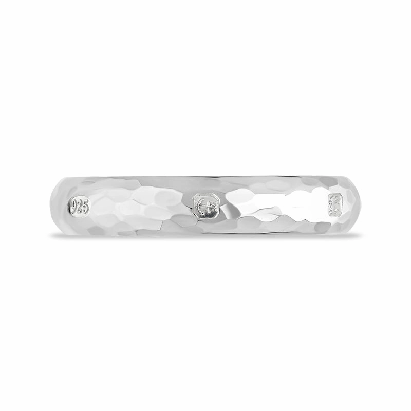 Sterling Silver Queen's Jubilee Hallmark 4mm Hammered Ring D