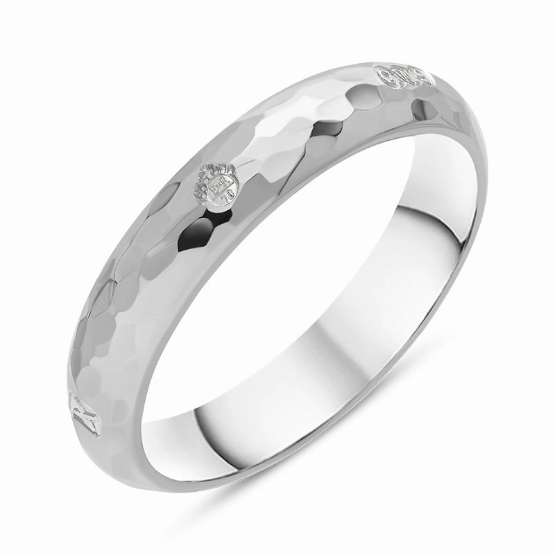 Sterling Silver Queen's Jubilee Hallmark 4mm Hammered Ring D