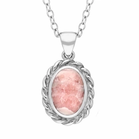 Sterling Silver Rhodochrosite Heavy Rope Necklace